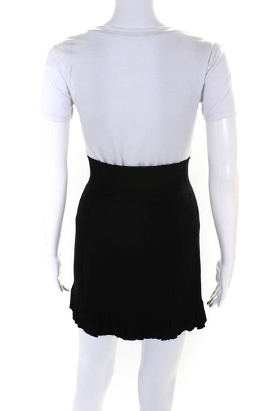 Iisli Womens Knee Length Fringe Knit A Line Skirt Black Wool Size Petite