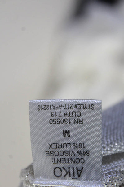 ATKO Womens Scoop Neck Lurex Knit Two Toned Sweater Gray Size Medium