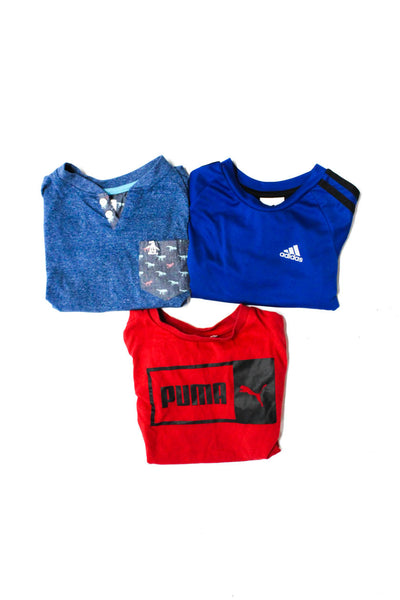 Original Penguin Adidas Puma Boys Short Sleeve Shirts Blue Red Size 4 Lot 3