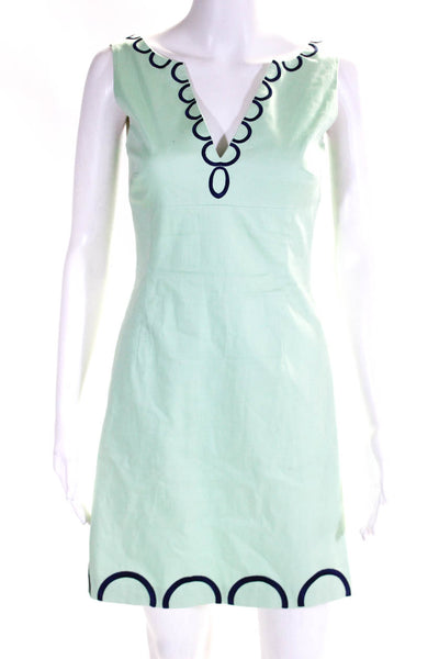 CK Bradley New York Womens Solid Cotton Abstract V Neck Dress Green Size 2