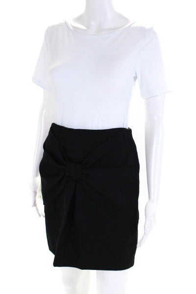 Thakoon Womens Bow Tied Zipped Ruched Short Skirt Black Size S