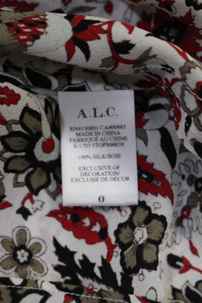 ALC Women's Silk Floral Print Sleeveless Blouse Multicolor Size 0