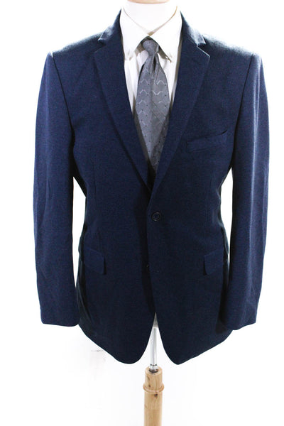 Alan Flusser Mens Cotton Pailsey Print Lining Buttoned Collar Blazer Blue Size M