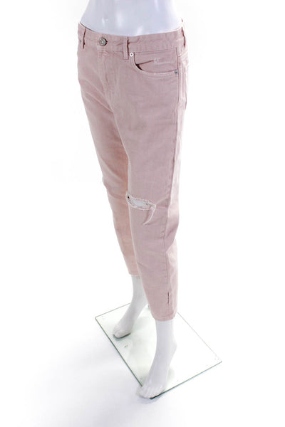 ACNE Studios Womens Pop Pink Trash Distressed Crop Jeans Light Pink Size EU 34