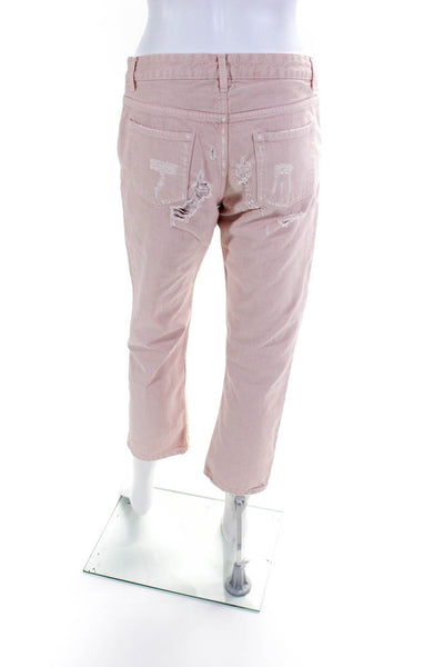 ACNE Studios Womens Pop Pink Trash Distressed Crop Jeans Light Pink Size EU 34