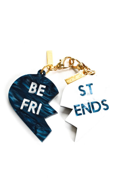 Edie Parker Womens Acrylic Best Friend Key Chain Bag Charm Blue White