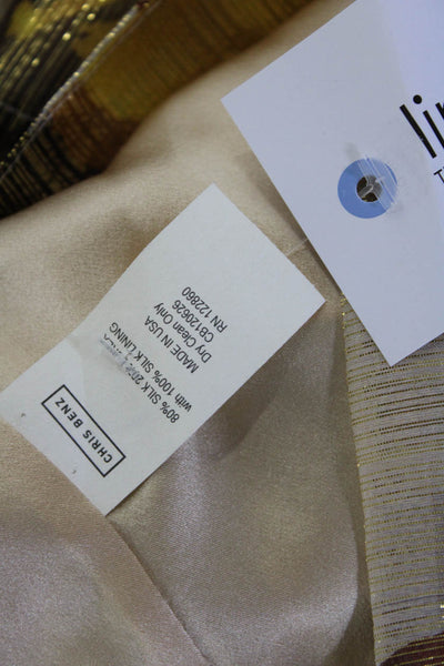 Chris Benz Womens Scoop Neck Short Sleeve Metallic Abstract Dress Multi Size 4