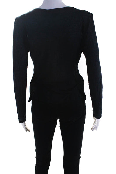 Helmut Lang Womens Boat Neck Long Sleeve T-Shirt Top Black Size 42EU