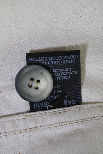 Isabel Marant Women's Flap Pocket Button Up Jacket Beige Size 36