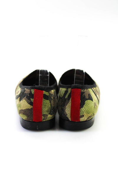Del Toro Womens Camouflage Suede Slip On Loafers Flats Green Size 8