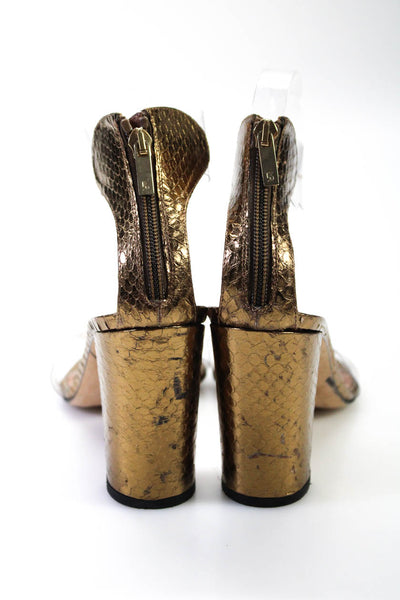 Marskin Ryyppy Womens Metallic Snakeskin Embossed High Heels Gold Size 40 10
