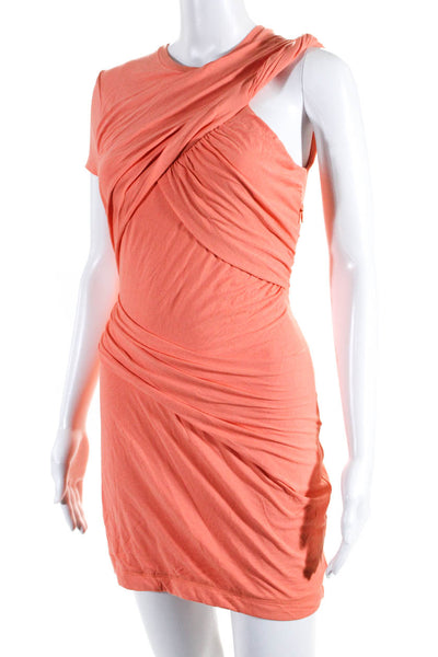 Carven Womens Draped Tiered One Shoulder Ruched Dress Orange Size EUR38