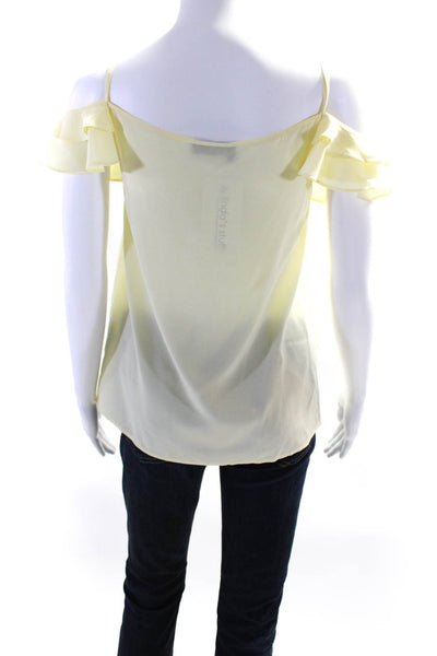 The Kooples Womens Silk Crepe Ruffled Sleeve Lace Up Blouse Top Yellow Size S