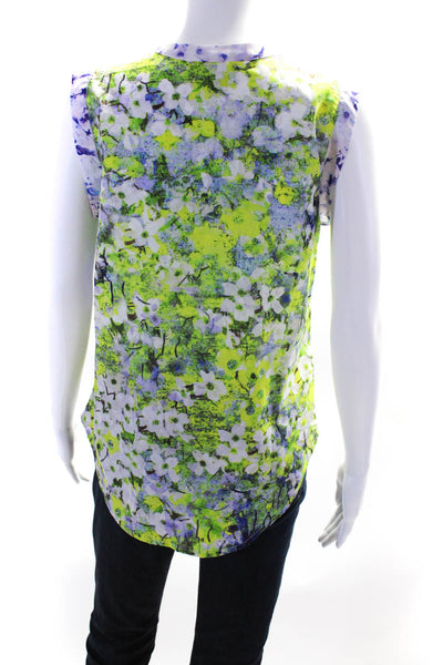 PJK Patterson J Kincaid Womens Crepe Abstract Floral Sleeveless Blouse Top Green