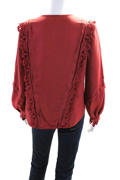 Rebecca Taylor Womens Brick Embroidered Silk Top Size 4 14167815