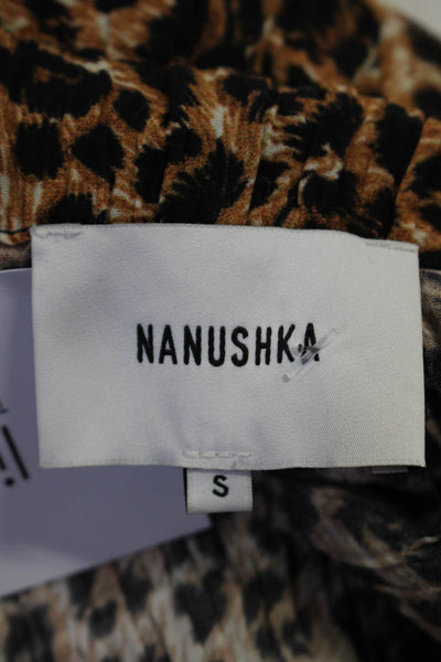 Nanushka Womens Crinkle Leopard Printed Belted Shorts Brown Size S