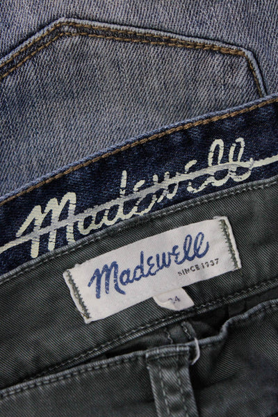 Madewell Womens Cotton Distress Shorts Zip Hem Skinny Pants Blue Size 24 Lot 2