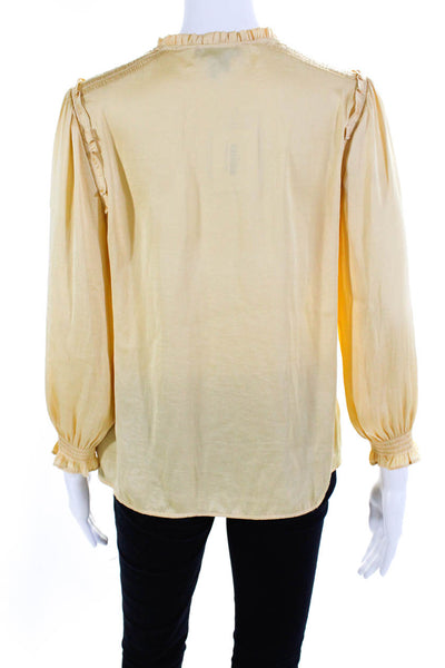 Paige Womens Ruffled Tied Ruched Blouse Yellow Size XS