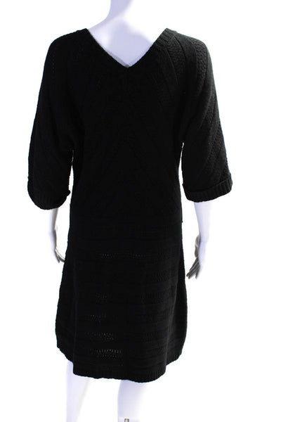 Juicy Couture Womens Mitered V Neck Sweater Sheath Dress Black Size Medium