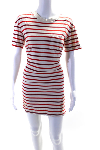 Madewell Womens Cotton Striped One Pocket T-Shirt Dress Red Size XS