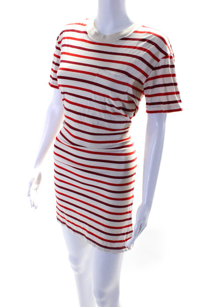Madewell Womens Cotton Striped One Pocket T-Shirt Dress Red Size XS
