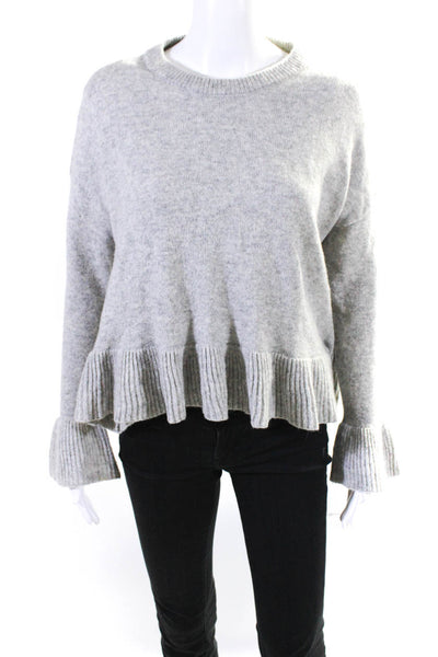 Cinq à Sept Womens Wool Flared Hem Long Sleeve Sweater Heather Gray Size XS
