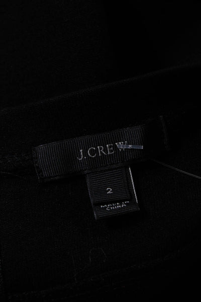 J Crew Womens Wool Knit Short Sleeve Zipper Pocket Shift Dress Black Size 2