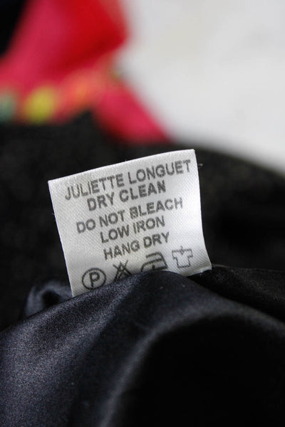 Juliette Longuet Womens Silk Chiffon Polka Dot Ruffled Sheath Dress Black Size 2