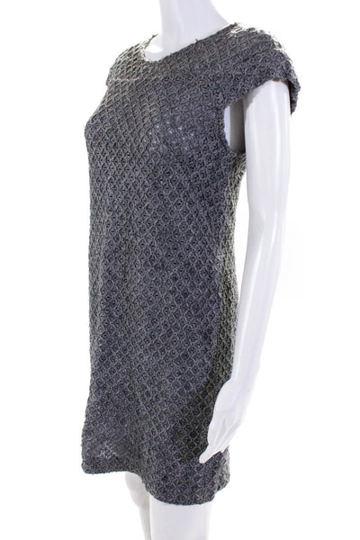 Cynthia Steffe Womens Back Zip Scoop Neck Knit Overlay Dress Gray Size 6