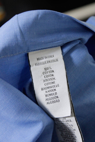 Ralph Lauren Medns Cotton Buttoned Collared Long Sleeve Top Blue Size 16