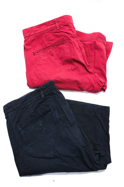 Boggi Milano Mens Zip Front Solid Cotton Cargo Shorts Blue Red Size 50 Lot 2