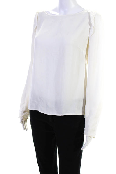 Reiss Women's Crew Neck Long Sleeve Top Off White Size 6