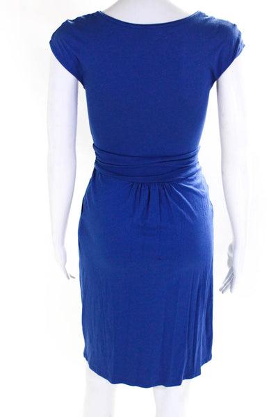 Borden Womens Scoop Neck Cap Sleeve Ruffle Pocket Dress Blue Size 2