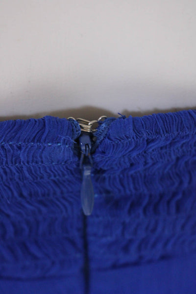 Saja Womens Solid Silk Strapless Tie Back Flutter Dress Blue Size 2