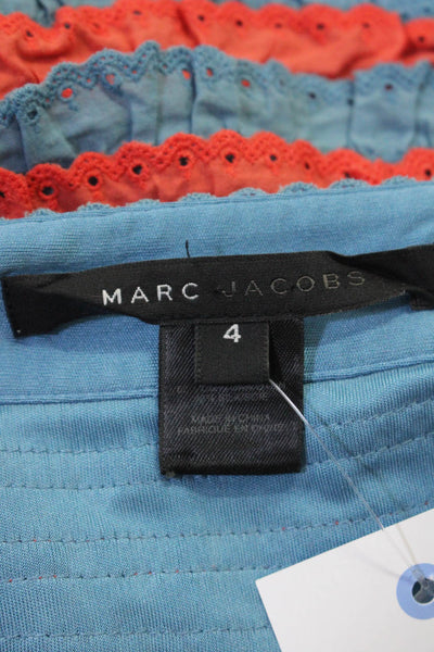 Marc Jacobs Womens Cotton Silk Blend Ruffle Eyelet Mini Skirt Multicolor Size 4