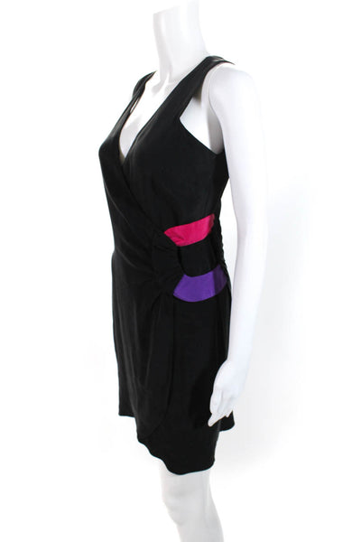 Madison Marcus Women's Square Neck Sleeveless Faux Wrap Mini Dress Black Size S