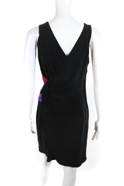 Madison Marcus Women's Square Neck Sleeveless Faux Wrap Mini Dress Black Size S
