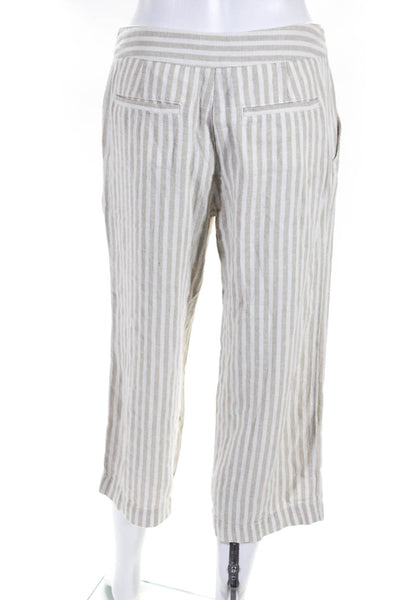 Sanctuary Womens Mid Rise Striped Wide Leg Crop Pants Beige White Size 25
