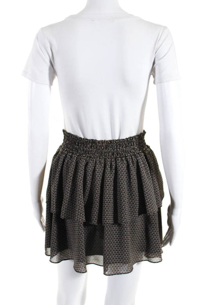 Joie Womens Chiffon Beaded Smocked Waist A-Line Mini Skirt Black Size 1