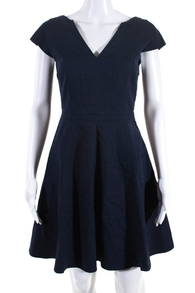 Nanette Lepore Womens Woven V-Neck Short Sleeve A-Line Dress Blue Size 2