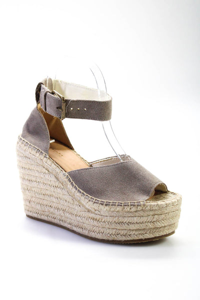 Soludos Womens Ankle Strap Espadrille Platform Sandals Taupe Suede Size 6