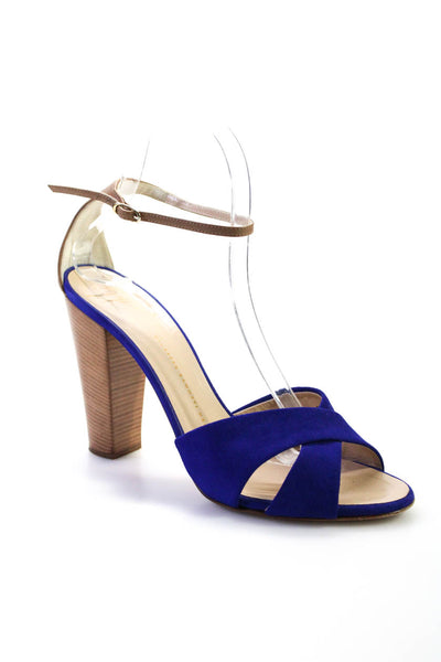 Giuseppe Zanotti Design Womens Solid Suede Leather Sandal Heels Blue Size 39.5