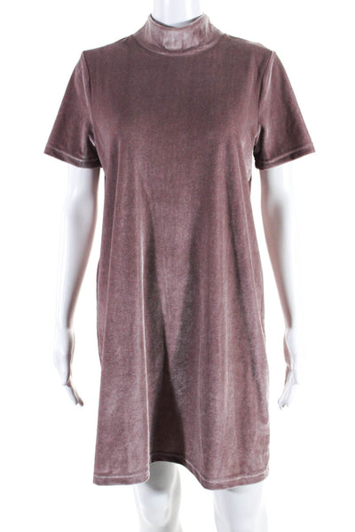 Madewell Womens Short Sleeve Turtleneck Velvet Shift Dress Mauve Size Mediu