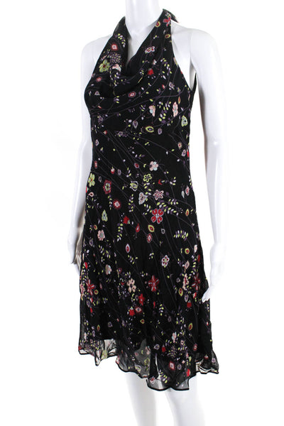 Cartise Womens Floral Sleeveless Cowl Neck Sheath Dress Black Purple Size 6