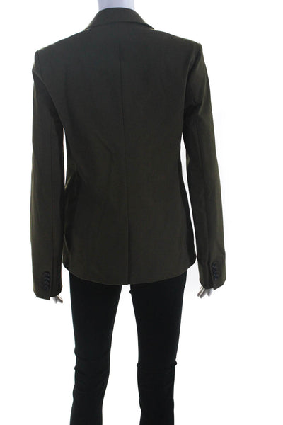 Helmut Lang Womens Long Twill Two Button Blazer Jacket Olive Green Size 4