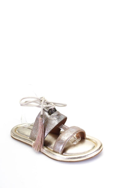 Johnston & Murphy Womens Strappy Solid Metallic Leather Sandals Gold Size 8