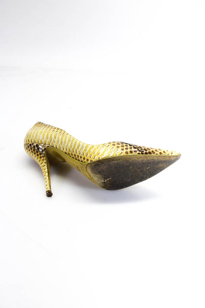 Sebastian Womens Stiletto Pointed Toe Snakeskin Pumps Brown Size 37