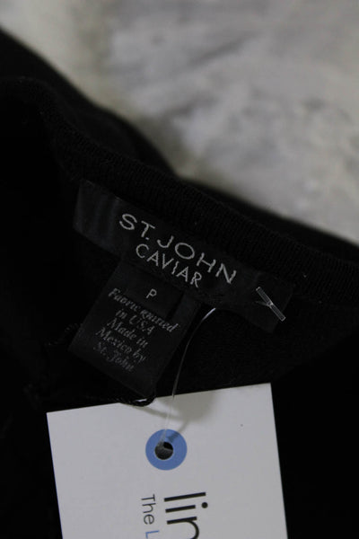St. John Caviar Womens Wool Knit Scoop Neck Sleeveless Blouse Top Black Size P
