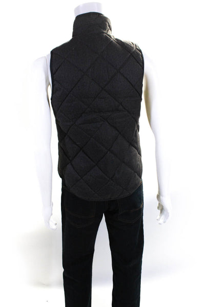 J Crew Mens Quilted Down Insulated Collared Zippered Vest Grey Size XS