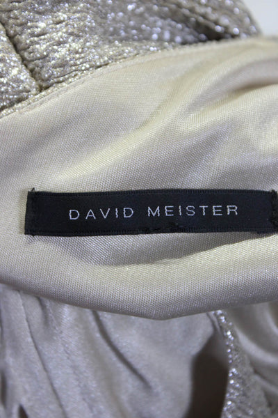 David Meister Womens Zip Up Beaded Shoulder Metallic Sheath Dress Gold Tone 16W